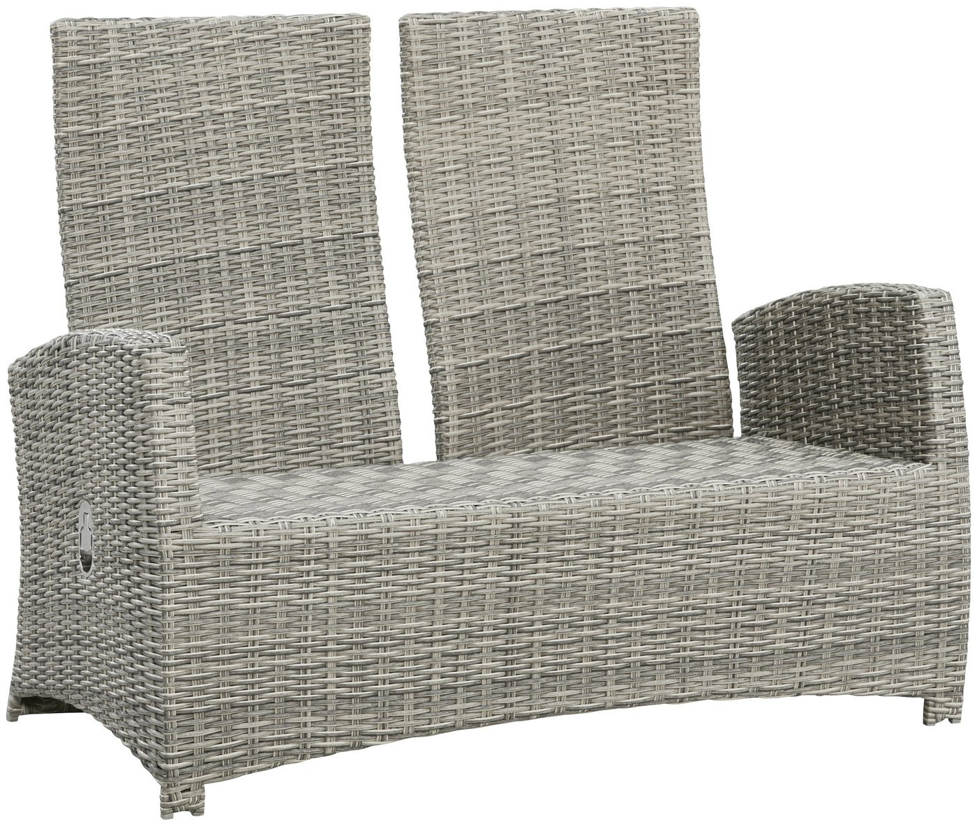 KONIFERA Garten-Essgruppe Monaco, (Set, 16-tlg., 1x2er Sofa, 2x Sessel, 2x Hocker, 1x Tisch 120x70x66cm, inkl. Auflagen), Polyrattan, Aluminium, Rückenlehne ver – Bild 5 von 5