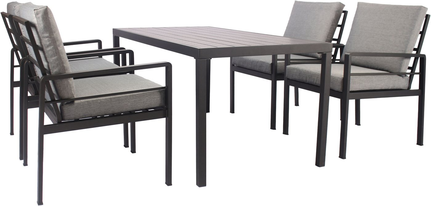 KONIFERA Garten-Essgruppe »New Jersey«, (Set, 13-tlg., 4 Sessel, Tisch 80x160x71 cm, inkl. Auflagen), Aluminium – Bild 2 von 5