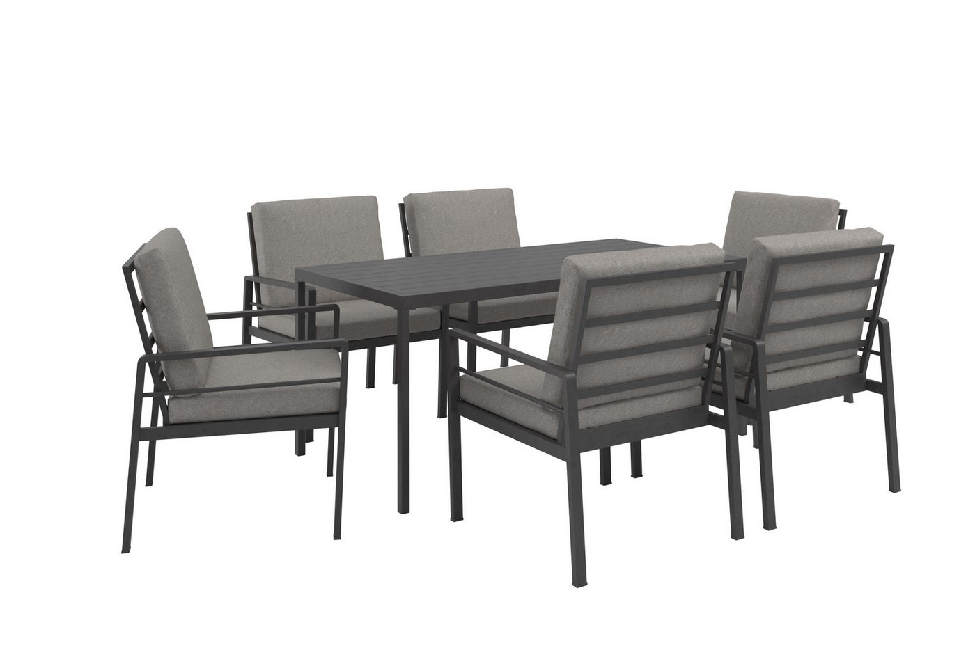 KONIFERA Garten-Essgruppe »New Jersey«, (Set, 19-tlg., 6 Sessel, Tisch 80x160x71 cm, inkl. Auflagen), Aluminium/Polyrattan – Bild 2 von 5