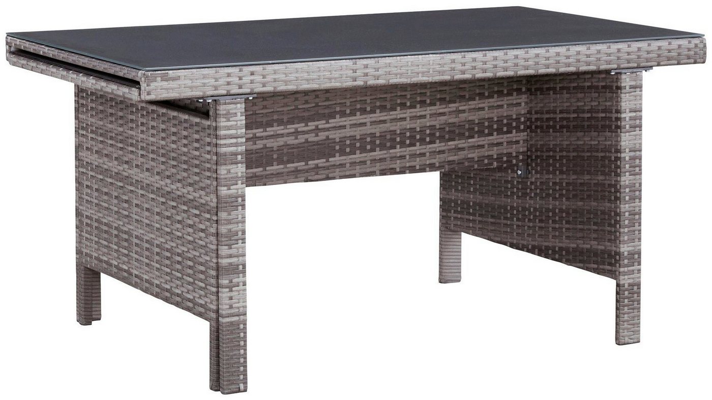 KONIFERA Garten-Essgruppe Parla, (Set, 21-tlg., 6xSessel, 1x AZ-Tisch 150-242,5cm,2x Hocker,inkl. Auflagen, Polyrattan), 2 der 6 Sessel sind verstellbar, Grau,  – Bild 4 von 5