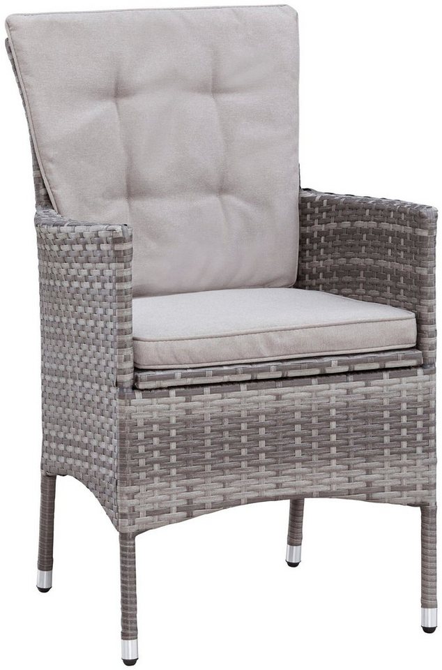 KONIFERA Garten-Essgruppe Parla, (Set, 21-tlg., 6xSessel, 1x AZ-Tisch 150-242,5cm,2x Hocker,inkl. Auflagen, Polyrattan), 2 der 6 Sessel sind verstellbar, Grau,  – Bild 5 von 5