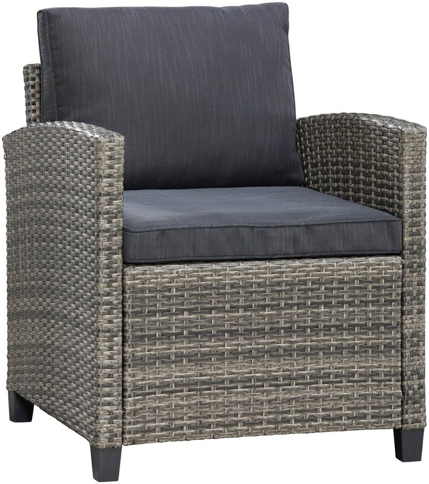 KONIFERA Gartenlounge-Set Amsterdam, (Set, 16-tlg., 1x 3er Sofa, 1x 2 Sessel, 2x Hocker, 1xTisch 144,5x74x67cm,Polyrattan), Stahl, Ablagefläche unter dem Tisch, – Bild 5 von 5