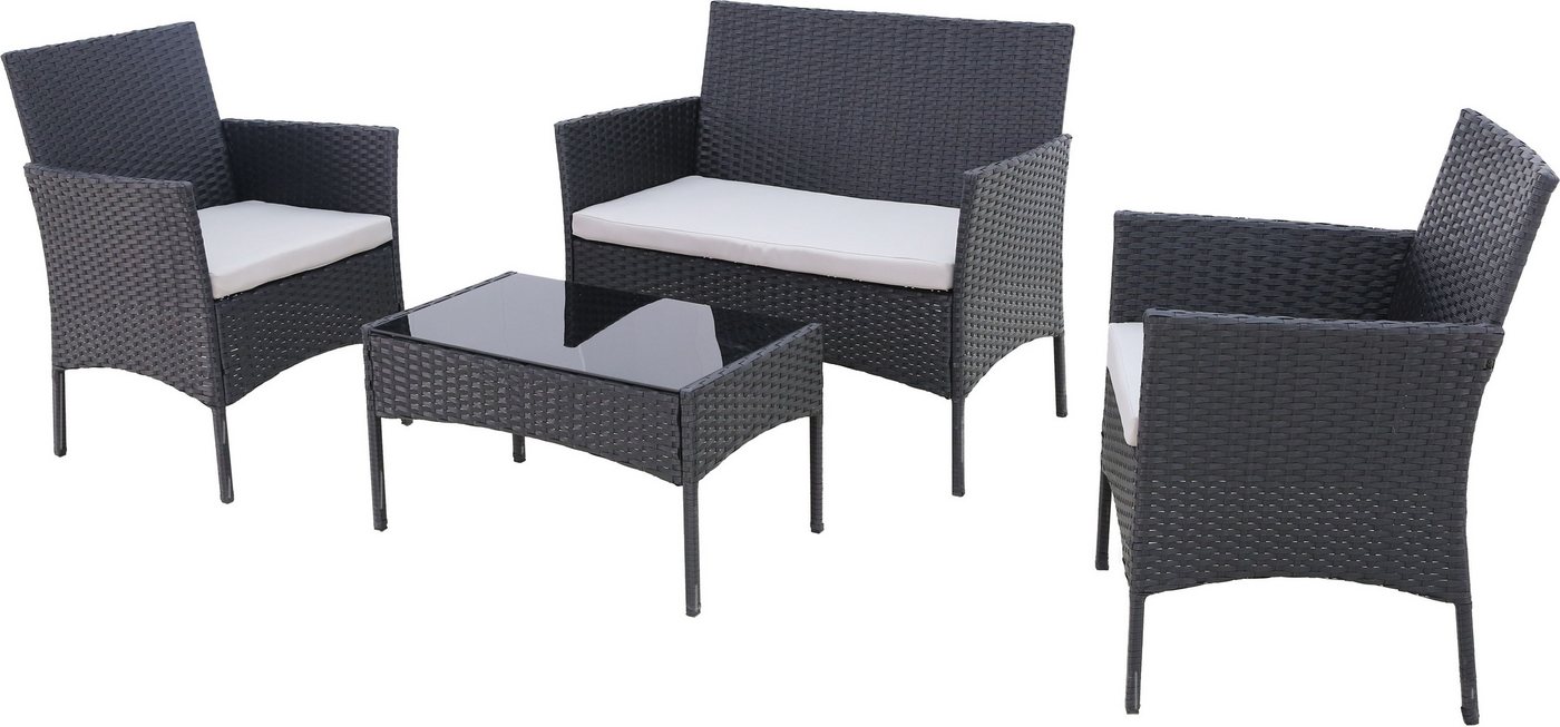 KONIFERA Gartenlounge-Set Balkonset »Palma«, (Set, 7-tlg., 1x2er Sofa, 2 Sessel, Tisch 41x71x39 cm, inkl. Auflagen), Stahl/Polyrattan – Bild 2 von 5