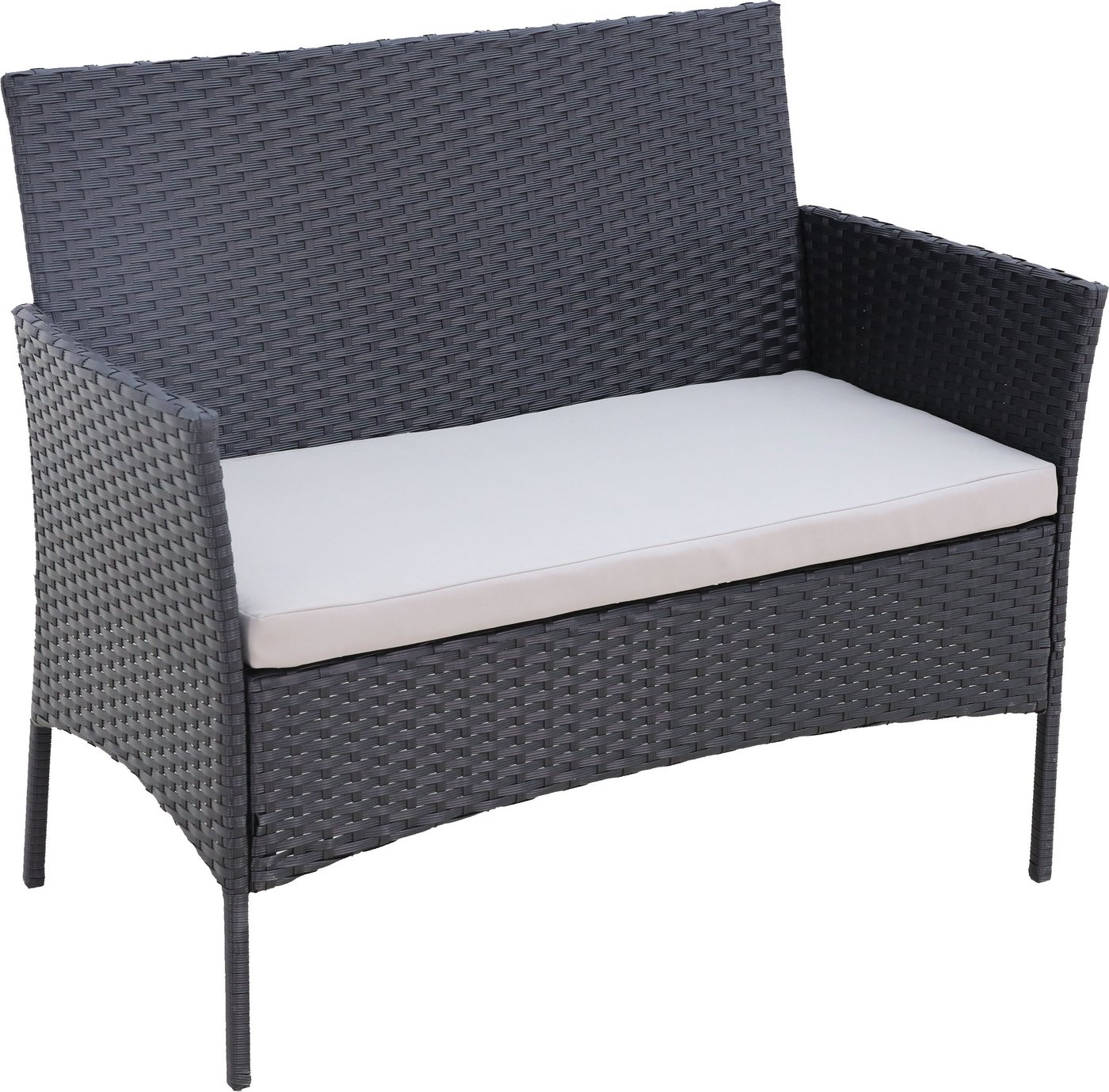 KONIFERA Gartenlounge-Set Balkonset »Palma«, (Set, 7-tlg., 1x2er Sofa, 2 Sessel, Tisch 41x71x39 cm, inkl. Auflagen), Stahl/Polyrattan – Bild 5 von 5