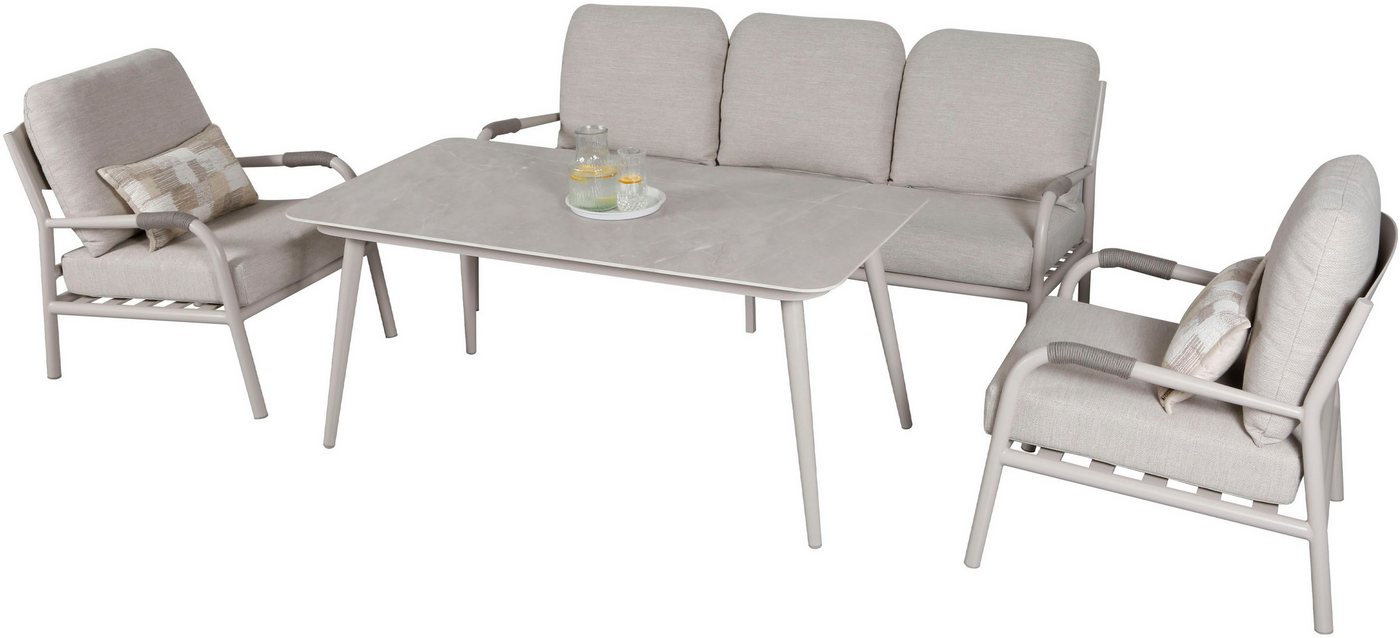 KONIFERA Gartenlounge-Set Fernando, (Set, 14-tlg., 1x 3er Bank, 2x Sessel, 4x Sitzauflagen, 5x Rückenauflagen, 1x Tisch), bestehend aus 2 Sesseln, 1 Sofa, 1 Tis – Bild 2 von 5