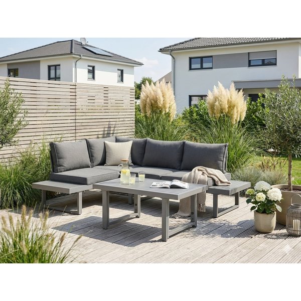 KONIFERA Gartenlounge-Set Hamburg, (Set, 14-tlg., Tisch:100x60x60/40cm,abnehmbare Rückenlehnen,individuell aufstellbar), höhenverstellbarer Tisch, inkl. Schutzh