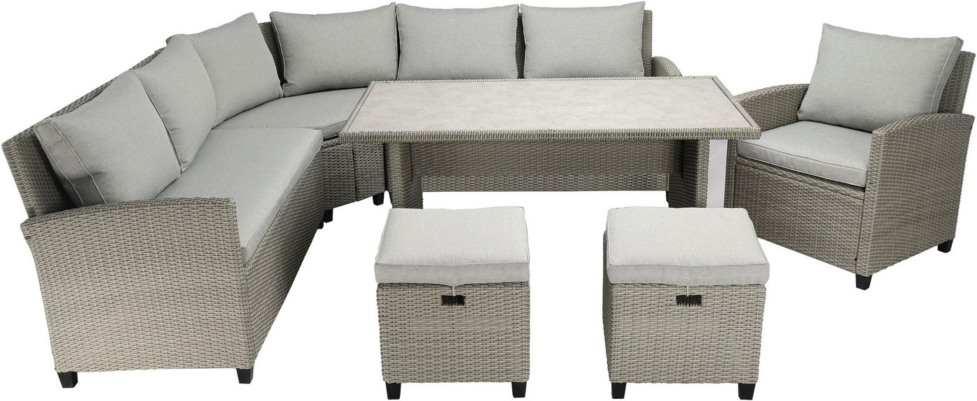 KONIFERA Gartenlounge-Set Keros Premium XL, (Set, 20-tlg., 2x 2er Sofa, 1x Ecke, 1x Sessel, 2x Hocker, 1x Tisch), bestehend aus 3 Sofas, 1 Sessel, 2 Hocker, 14  – Bild 2 von 5