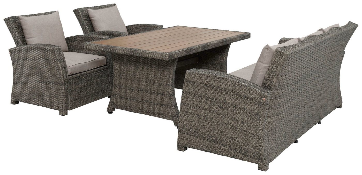 KONIFERA Gartenlounge-Set Siros, (Set, 12-tlg., 1x 3er Sofa, 2x Sessel, 1x Tisch 135x82x65cm, inkl. Auflagen), Polyrattan, Stahl, Tischplatte aus Nonwood, geeig – Bild 3 von 5