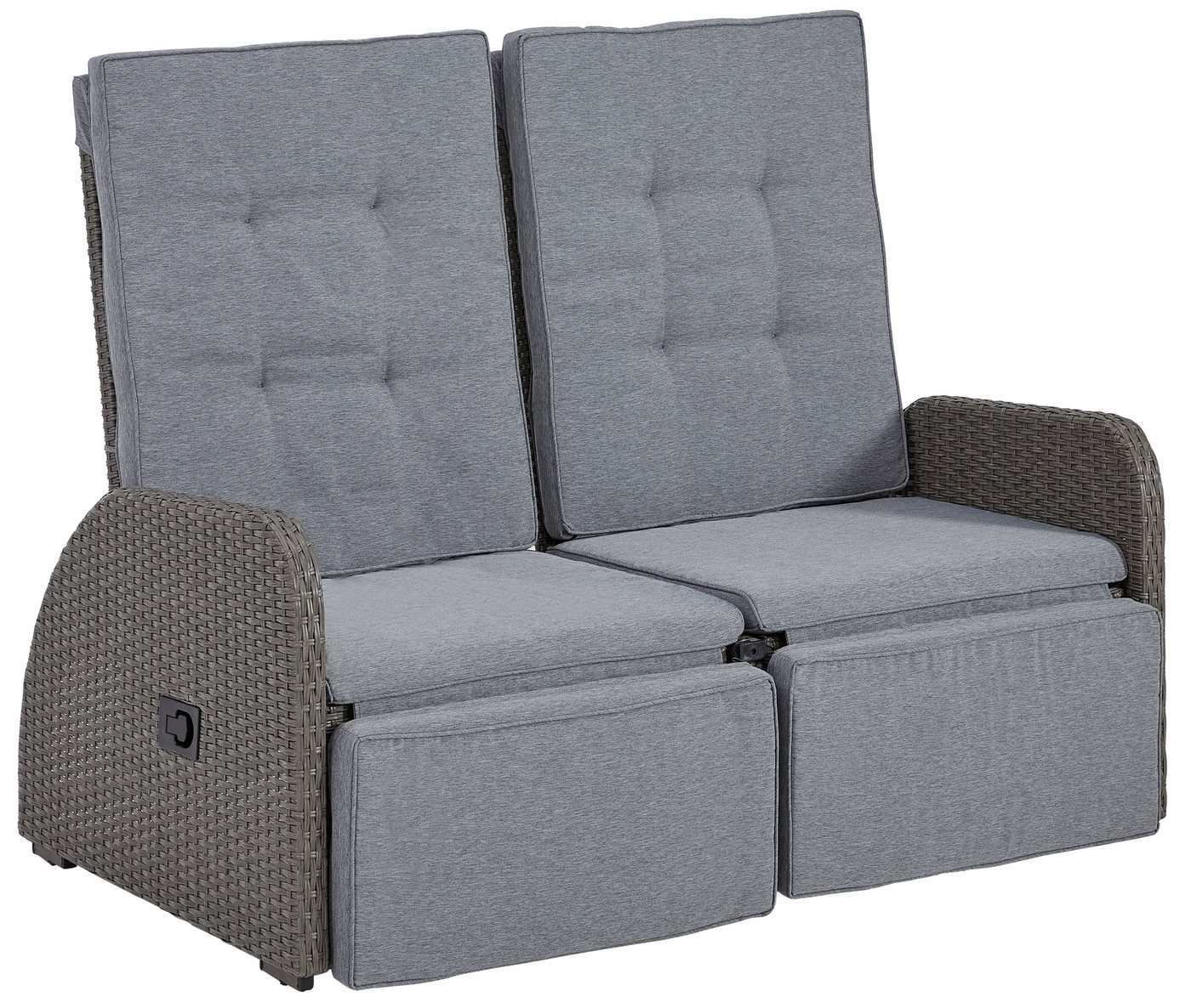 KONIFERA Gartenlounge-Set Vigo, (Set, 8-tlg., 2x Sessel, 1x 2er Sofa, 1x Tisch 120x60x60cm, inkl. Auflagen), Polyrattan, Aluminium, verstellbare Rückenlehne und – Bild 4 von 5