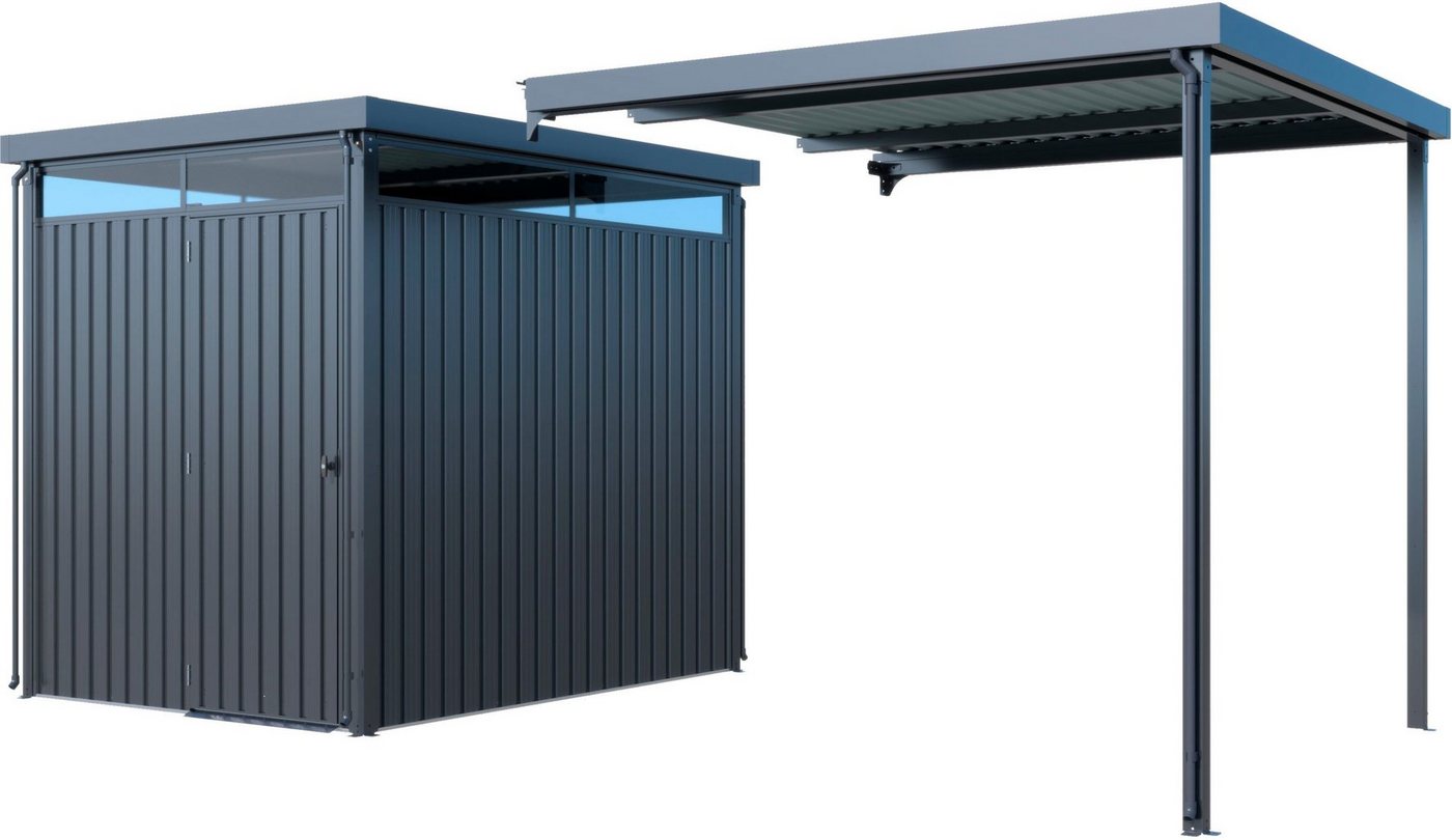 KONIFERA Gerätehaus Gartenhaus Stefano mini, BxT: 403x245 cm, (Set), Stahl, mit seitlichem Anbau – Bild 2 von 5