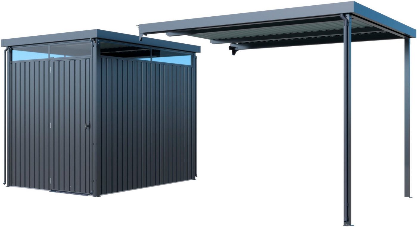 KONIFERA Gerätehaus Gartenhaus Stefano mini, BxT: 403x245 cm, (Set), Stahl, mit seitlichem Anbau – Bild 3 von 5