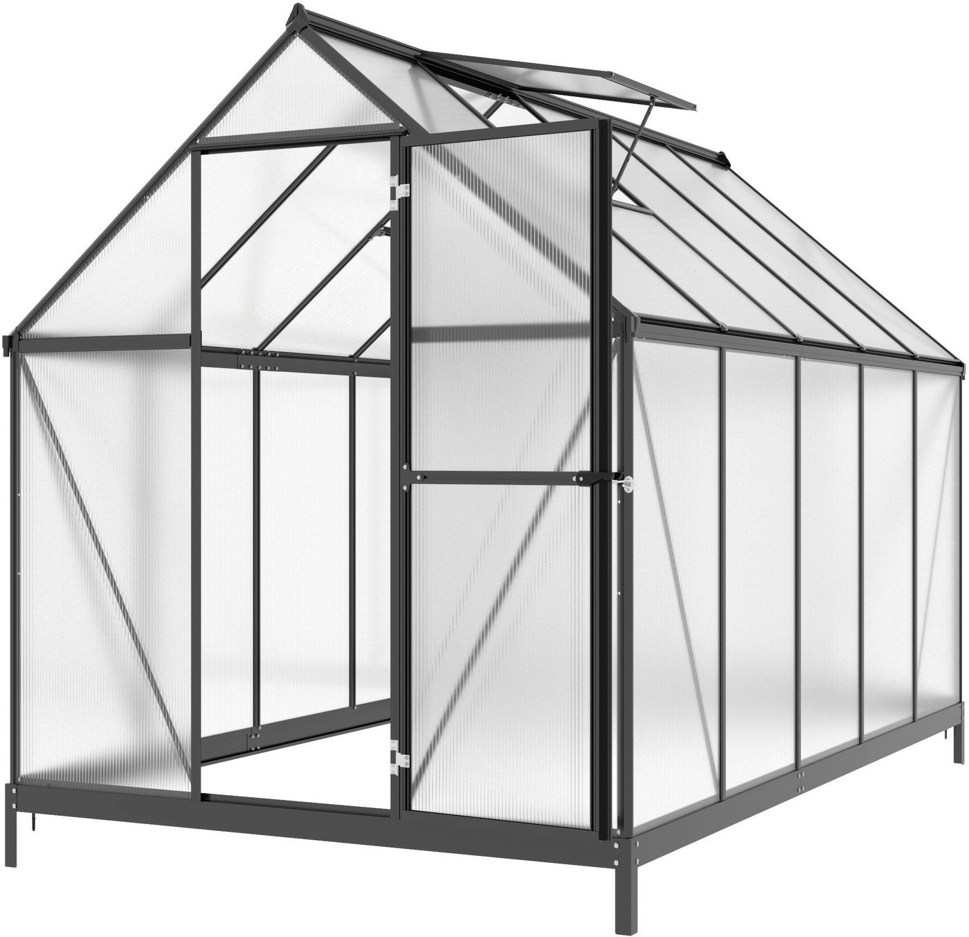 KONIFERA Gewächshaus Almería, BxTxH: 182 x 304 x 208 cm, 4 mm Wandstärke, Set, mit Fundamentrahmen – Bild 3 von 5