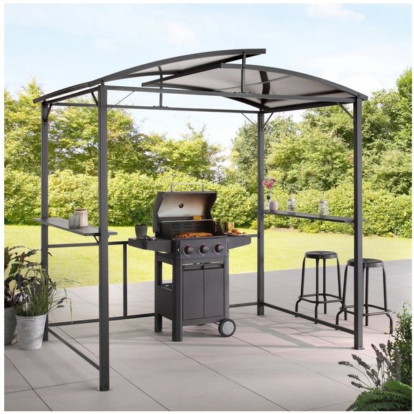 KONIFERA Grillpavillon Roma, Außenmaße BxT: 245x150 cm, Stahlgestell, Polycarbonat-Dachplatten