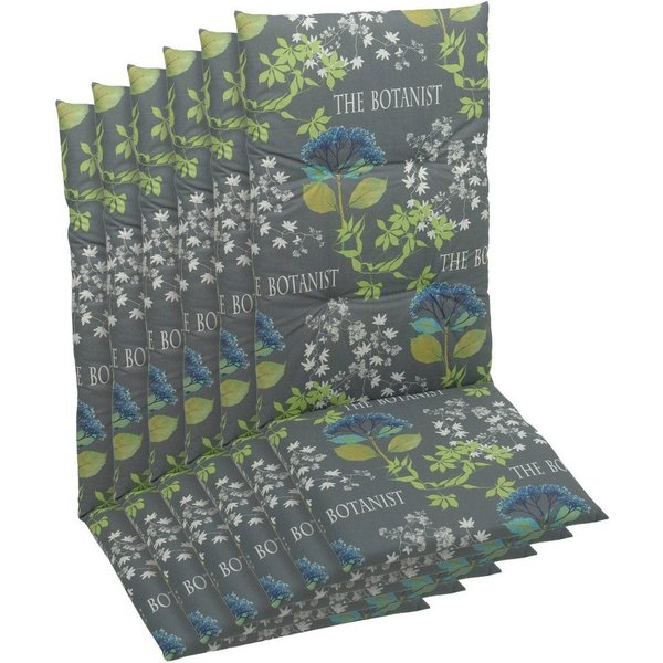 KONIFERA Hochlehnerauflage, (Spar-Set, 6 St), The Botanist grau - Maße BxLxH ca.: 48 cm x 118 cm x 5 cm