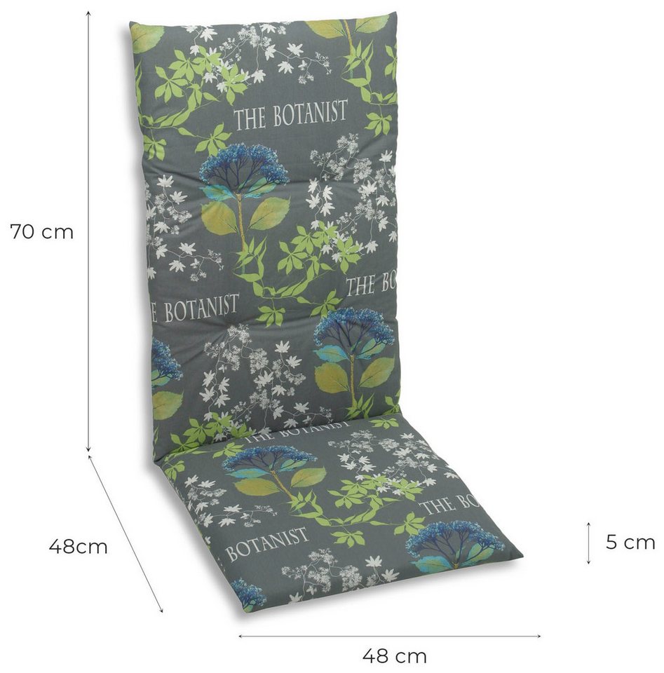 KONIFERA Hochlehnerauflage, (Spar-Set, 6 St), The Botanist grau - Maße BxLxH ca.: 48 cm x 118 cm x 5 cm – Bild 5 von 5