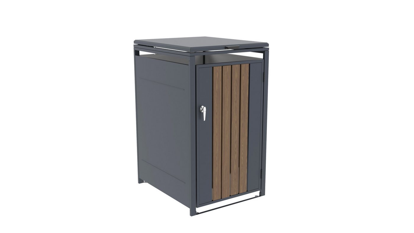 KONIFERA Mülltonnenbox Bilbao Premium, Metall pulverbeschichtet 120-240L, Deckel mit Gasdruckfeder, abschließbar, 120-240L BxTxH: 68x80x117 cm – Bild 2 von 5