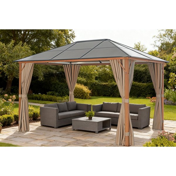 KONIFERA Pavillon Aruba, mit 4 Seitenteilen, Gestell aus Aluminium, Dach aus Polycarbonat-Stegplatten