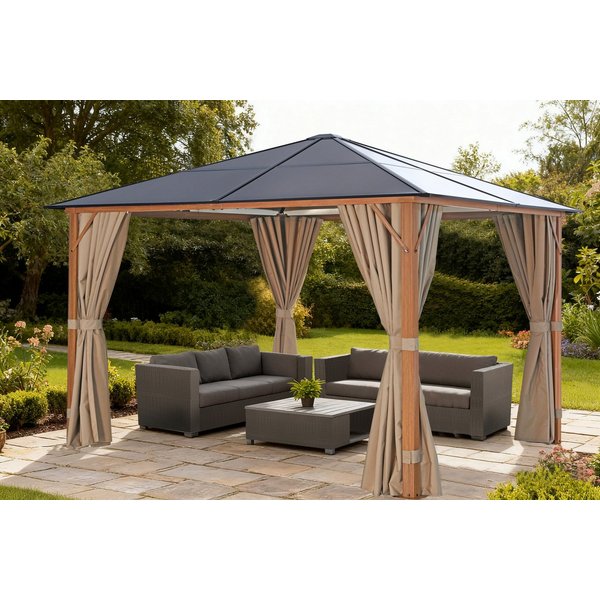 KONIFERA Pavillon Aruba, mit 4 Seitenteilen, Gestell aus Aluminium, Dach aus Polycarbonat-Stegplatten