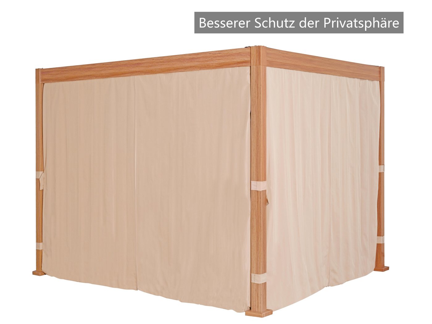 KONIFERA Pavillon Pergola Alhambra, Terrassendach mit Aluminiumpfosten, 3x3 oder 3x4 m, holzfarben, 4 Seitenteile, verstellbare Dachlamellen – Bild 2 von 5
