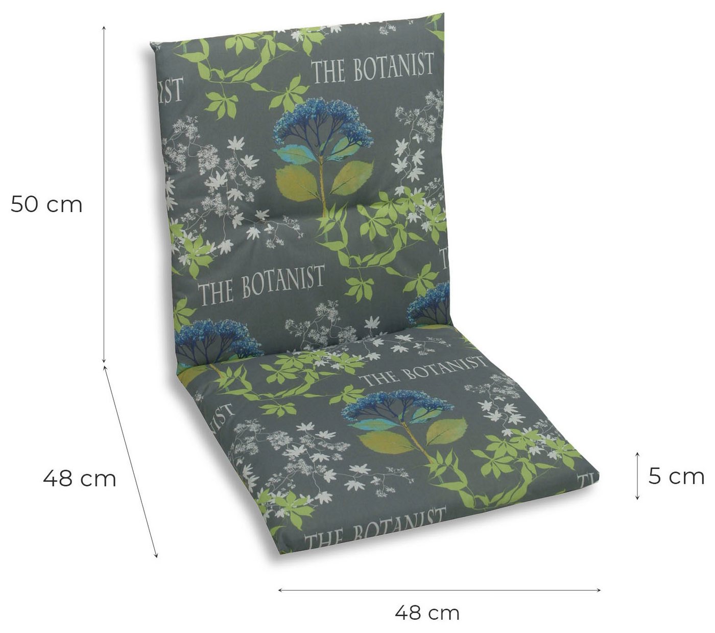KONIFERA Sesselauflage, (Spar-Set, 6 St), The Botanist grau - Maße BxLxH ca.: 48 cm x 98 cm x 5 cm – Bild 5 von 5