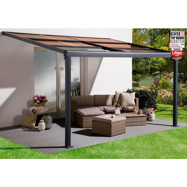 KONIFERA Terrassendach Barcelona Nova, BxT: 390x299 cm, Bedachung Doppelstegplatten, BxT: 390x300 cm