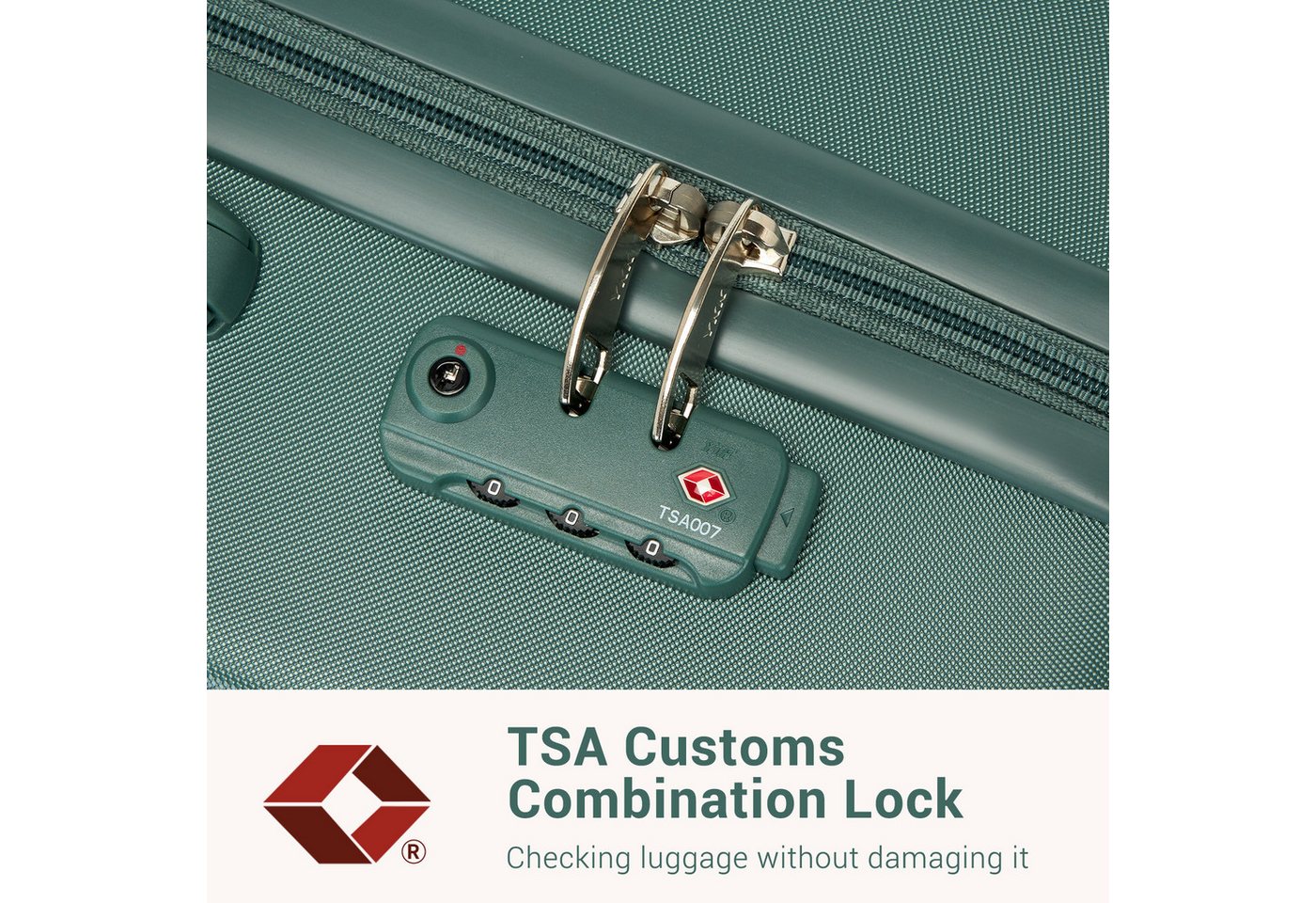 KONO Handgepäck-Trolley Koffer, PC + ABS Hartschale, TSA-Schloss, Doppel-Spinnräder – Bild 4 von 5