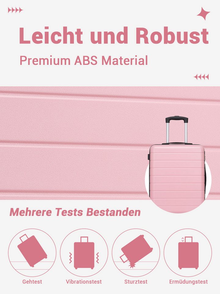 KONO Handgepäckkoffer, leichter ABS-Hartschalenkoffer mit 360° geräuscharmen Rollen – Bild 4 von 5