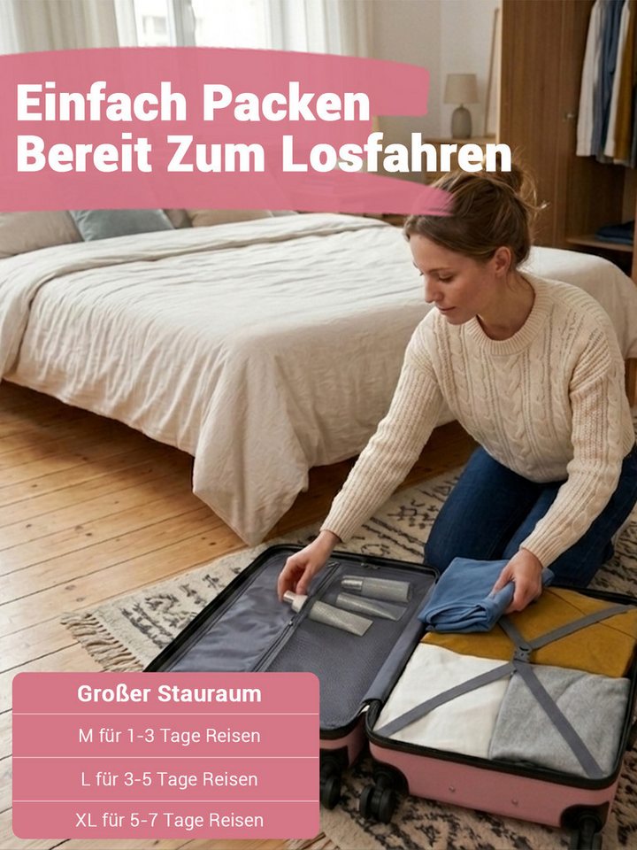 KONO Handgepäckkoffer, leichter ABS-Hartschalenkoffer mit 360° geräuscharmen Rollen – Bild 5 von 5