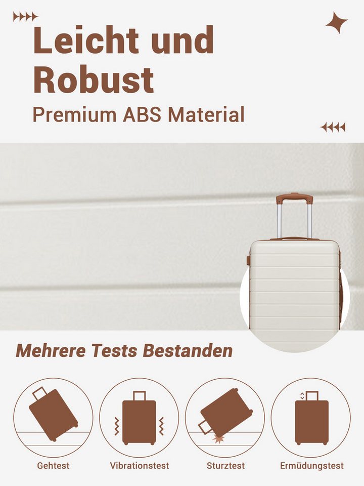 KONO Handgepäckkoffer, leichter ABS-Hartschalenkoffer mit 360° geräuscharmen Rollen – Bild 4 von 5