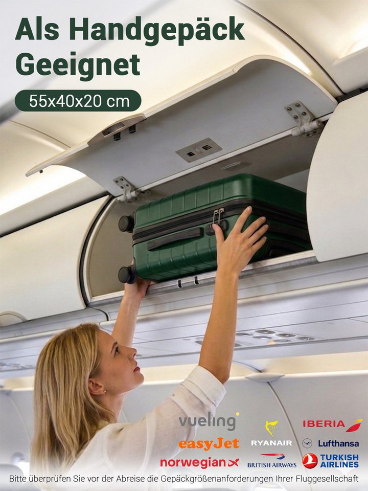 KONO Handgepäckkoffer, leichter ABS-Hartschalenkoffer mit 360° geräuscharmen Rollen – Bild 3 von 5
