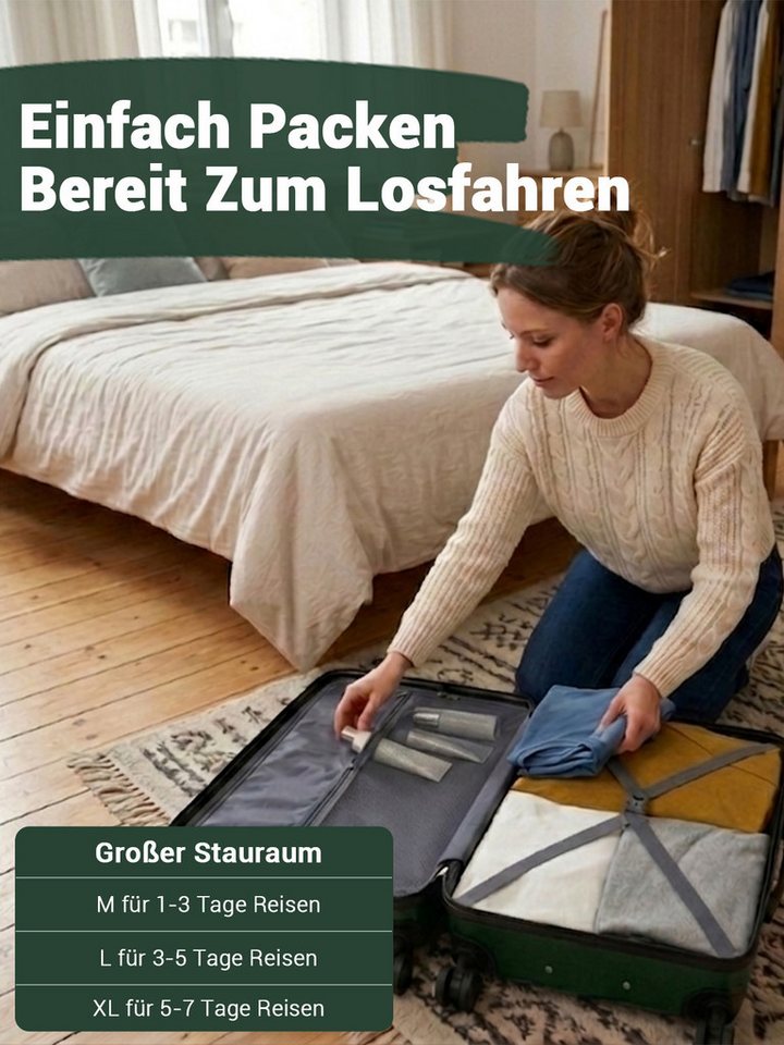 KONO Handgepäckkoffer, leichter ABS-Hartschalenkoffer mit 360° geräuscharmen Rollen – Bild 5 von 5