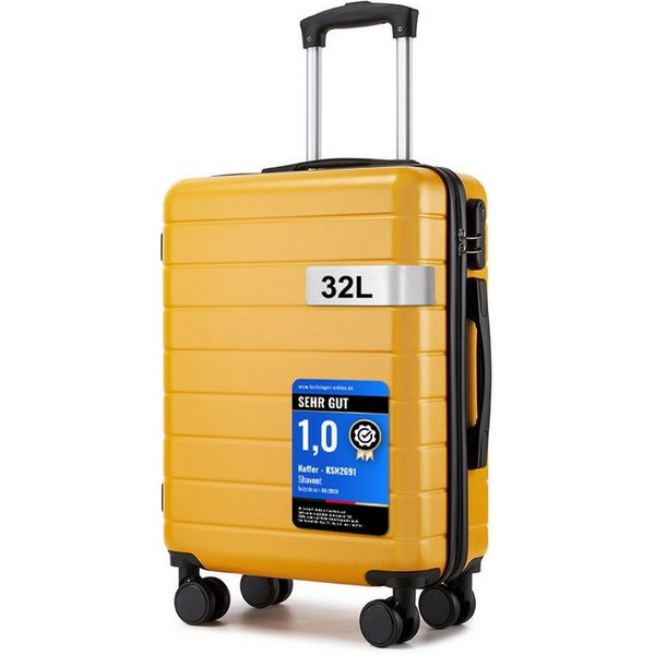 KONO Handgepäckkoffer, leichter ABS-Hartschalenkoffer mit 360° geräuscharmen Rollen