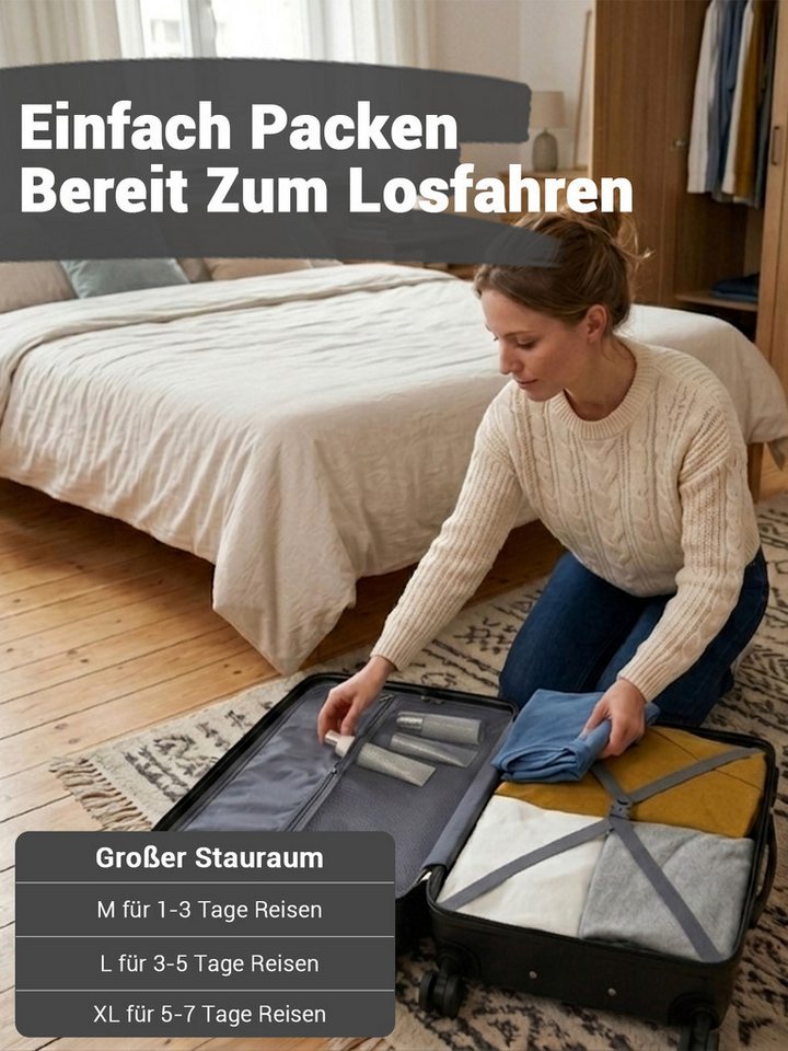 KONO Handgepäckkoffer, leichter ABS-Hartschalenkoffer mit 360° geräuscharmen Rollen – Bild 5 von 5