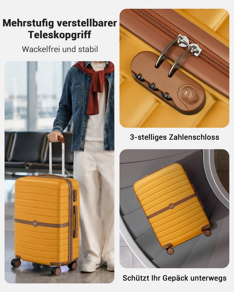 KONO Handgepäckkoffer Koffer Trolley ABS+PC Hartschalenkoffer – Bild 5 von 5