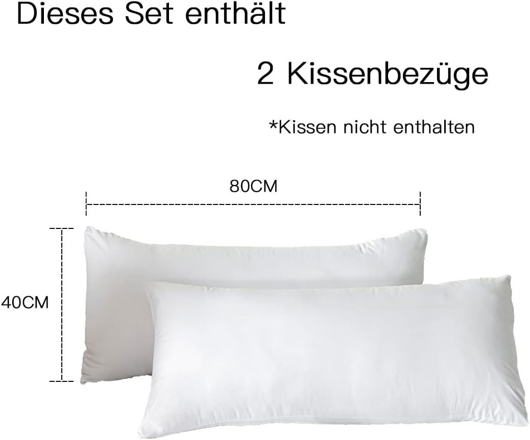 KONO Kissenbezüge 2er Set, Mikrofaser, weich, atmungsaktiv, waschbar pflegeleicht, (2 Stück), 40*80cm*2pcs – Bild 2 von 5