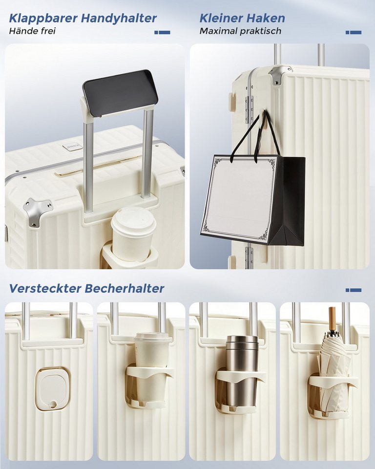 KONO Koffer Hartschalenkoffer, Reisekoffer aus PC mit Aluminium-Rahmen – Bild 5 von 5