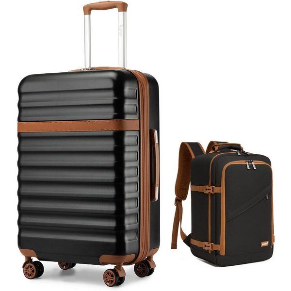 KONO Kofferset, Hartschalenkoffer (55/65/75 cm)+20L Kabinenrucksack (40x30x20 cm), (2 tlg)