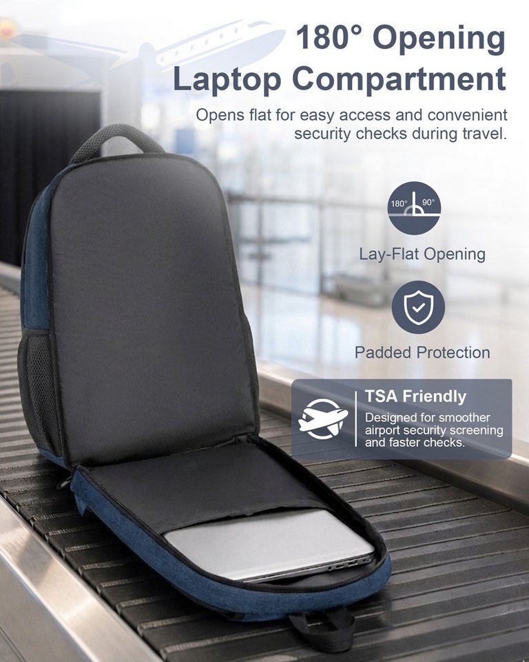 KONO Rucksack Laptop 15,6 Zoll TSA-freundlich 45×30×19cm Business Rucksack – Bild 4 von 5