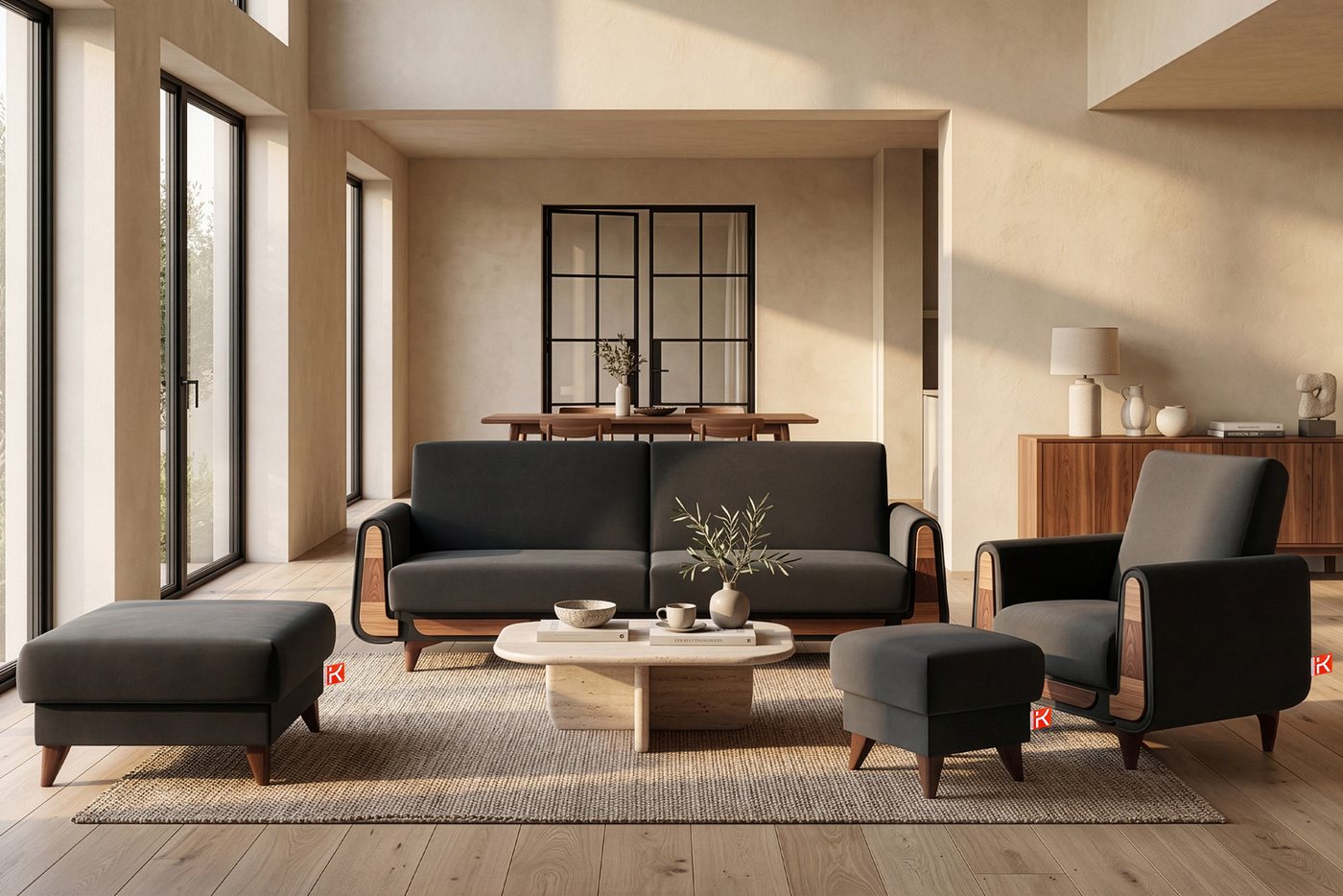 KONSIMO® 3-Sitzer GUSTAVO Sofa 3-Personen, Modern, mit Schlaffunktion, Bettkasten, hergestellt in der EU – Bild 4 von 5