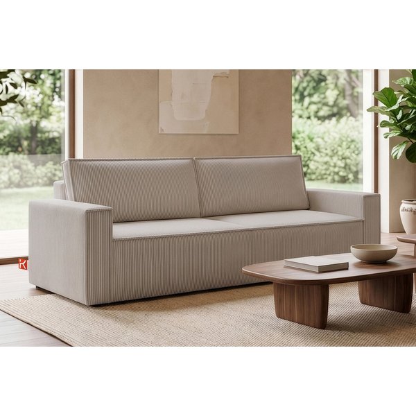 KONSIMO® 3-Sitzer NAPI Sofa mit Schlaffunktion & massivem Gestell, hergestellt in der EU, Couch für Dauerschläfer, mit Wellenunterfederung, Großer Bettkasten