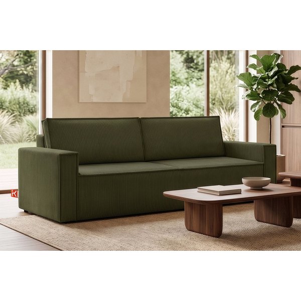 KONSIMO® 3-Sitzer NAPI Sofa mit Schlaffunktion & massivem Gestell, hergestellt in der EU, Couch für Dauerschläfer, mit Wellenunterfederung, Großer Bettkasten