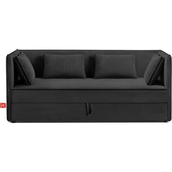 KONSIMO® Boxspringbett ROTI Polsterbett, Daybett, Tagesbett, Jugendbett, 90 cm x 200 cm (1-Person Boxspringbett, mit Rückenlehne und gepolsterten Seitenwänden),