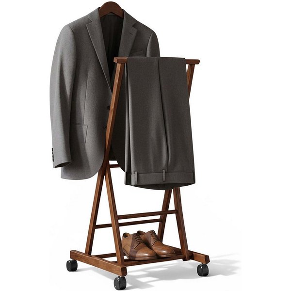 KONSIMO® Herrendiener AGLAS Kleiderbutler, auf Drehrollen, aus massivem Buchenholz, (1 St), hergestellt in der EU, elegant und modern, handgefertigt