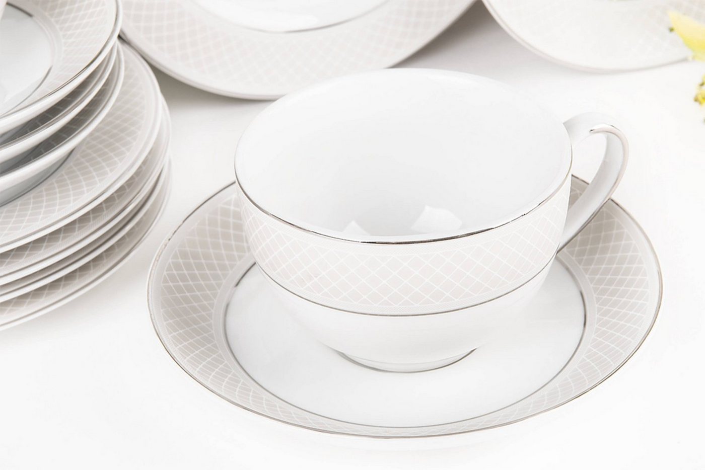 KONSIMO® Kaffeeservice SCANIA Teeservice (18-tlg), 6 Personen, Porzellan, Teetasse, Untertasse für Teetasse, Dessertteller – Bild 3 von 5