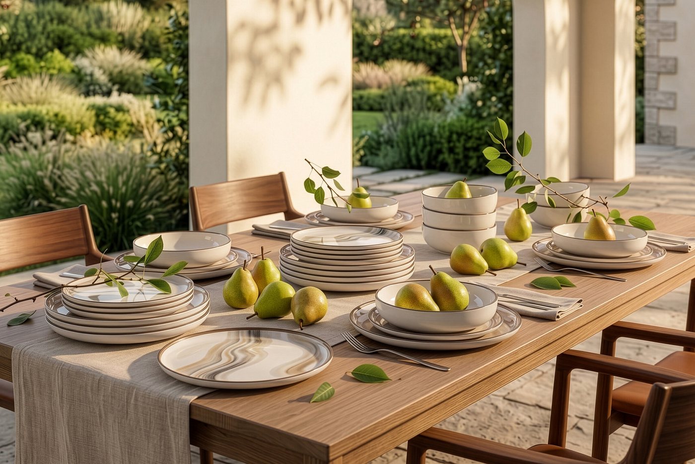 KONSIMO® Kombiservice SALVA, Geschirrset 24-tlg, für 6 Personen, EU-Ware, Steinzeug (24-tlg), 6 Personen, Steingut, spülmaschinengeeignet, mikrowellengeeignet,  – Bild 3 von 5