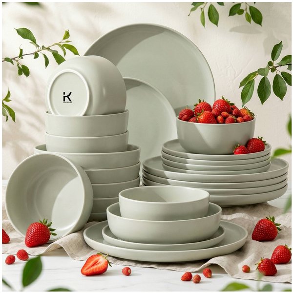 KONSIMO® Kombiservice VICTO, Geschirrset 24-tlg, für 6 Personen, EU-Ware, Steinzeug (24-tlg), 6 Personen, Steingut, spülmaschinengeeignet, mikrowellengeeignet, 