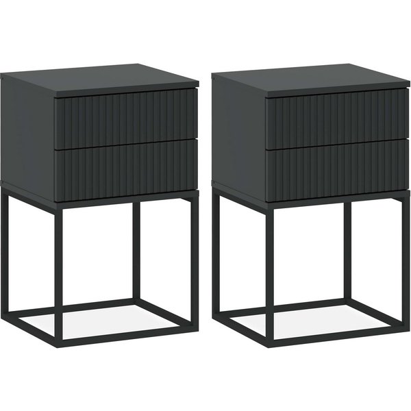 KONSIMO® Nachttisch RECTUS Nachtschrank, Modern, hergestellt in der EU, mit 2 Schubladen (2-St), Beistelltisch, geriffelte Schubladenfront, Push-to-Open