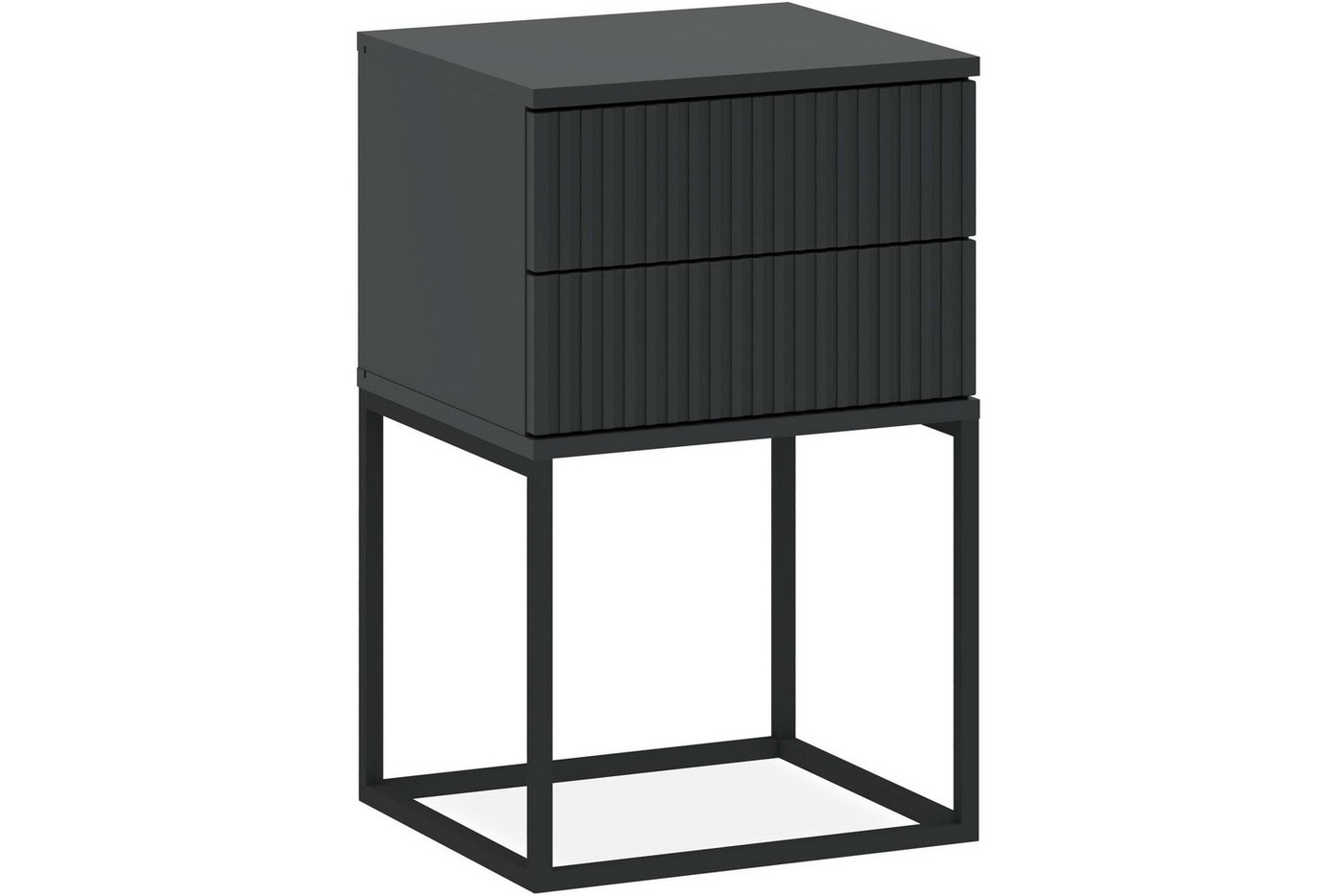 KONSIMO® Nachttisch RECTUS Nachtschrank, Modern, hergestellt in der EU, mit 2 Schubladen (2-St), Beistelltisch, geriffelte Schubladenfront, Push-to-Open – Bild 3 von 3