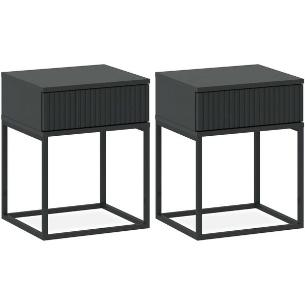 KONSIMO® Nachttisch RECTUS Nachtschrank, Modern, hergestellt in der EU (2-St), mit Schublade, geriffelte Schubladenfront, Push-to-Open