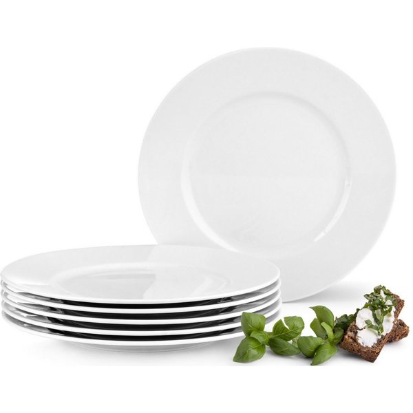 KONSIMO® Teller-Set MUSCARI Dessertteller (6-tlg), 6 Personen, Porzellan, Spulmachinen- und Mikrowellengeeignet, Rund